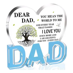 Heart Shaped Acrylic Ornament, 1 Count Dad Birthday Gift, Fathers Day Gift, Gift for Dad, Memorial Gift for Lost Dad, Decor
