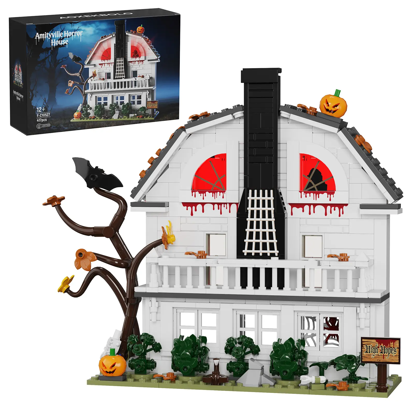 Haunted Horror House Building Set, Gothic Mansion Architecture Model Kit with LED Lights, Collectible Halloween Display Decor for Adults tiktokshopbacktoschool