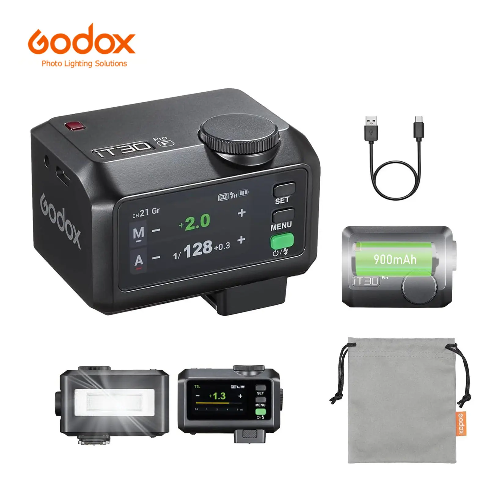Godox iT30 Pro F Mini Camera Flash Accessories for Fujifilm Cameras, TTL Auto Exposure Mode, 1/8000s HSS, 2.4G Wireless Master/Receiver, Compatible with XT4, XT3, XT30, XT20, XPro2, XPro1, GFX50S, GFX50R (Black),father'sdaygifts