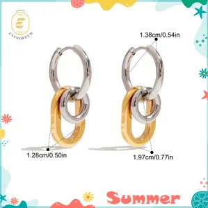 Interlocking Hoop Earrings Triple Ring Hoops Bold Statement Minimalist Huggie Hoops Jewelry Wedding Engagement Anniversary Valentine's Day Birthday Daily Wear