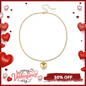 Delzzad Elegant Love Heart Pendant Necklace Chain Daily Costume Jewelry Accessories Perfect Birthday Wedding Engagement Anniversary Gifts for Women