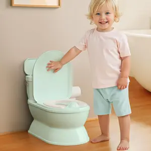 2-in-1 Toddler Potty Training Toilet - Larger Potty Chair & Detachable Training Seat for Boys & Girls Ages 1-3 with Flushing Sound, Wipes Storage, Toilet Paper Holder