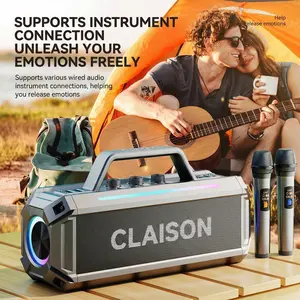 CLAISON 300W Outdoor Karaoke Bluetooth Speaker with Voice Correction Built-in Sound Card Supports Dual Microphone Duet and Instrument Connection