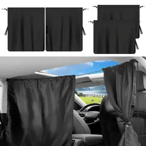4pcs Car Privacy Curtain Set, Car Shade Curtains, Car Sun Shade Side Window, Oxford Material, with Rear Seat and Side Window Drapes, Storage Pockets for Sedans and SUVs,