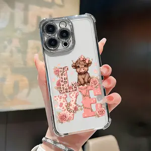 Cute Highland Cow Phone Case， Sweet Romantic Style for iPhone 17 16 15 14 13 12 11 Plus Pro Max Gift. SJFS