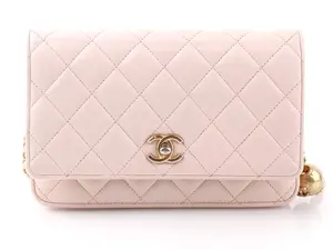 Pre-owned CHANEL Leather Shoulder Bags Lambskin Quilted Trendy CC Wallet On Chain