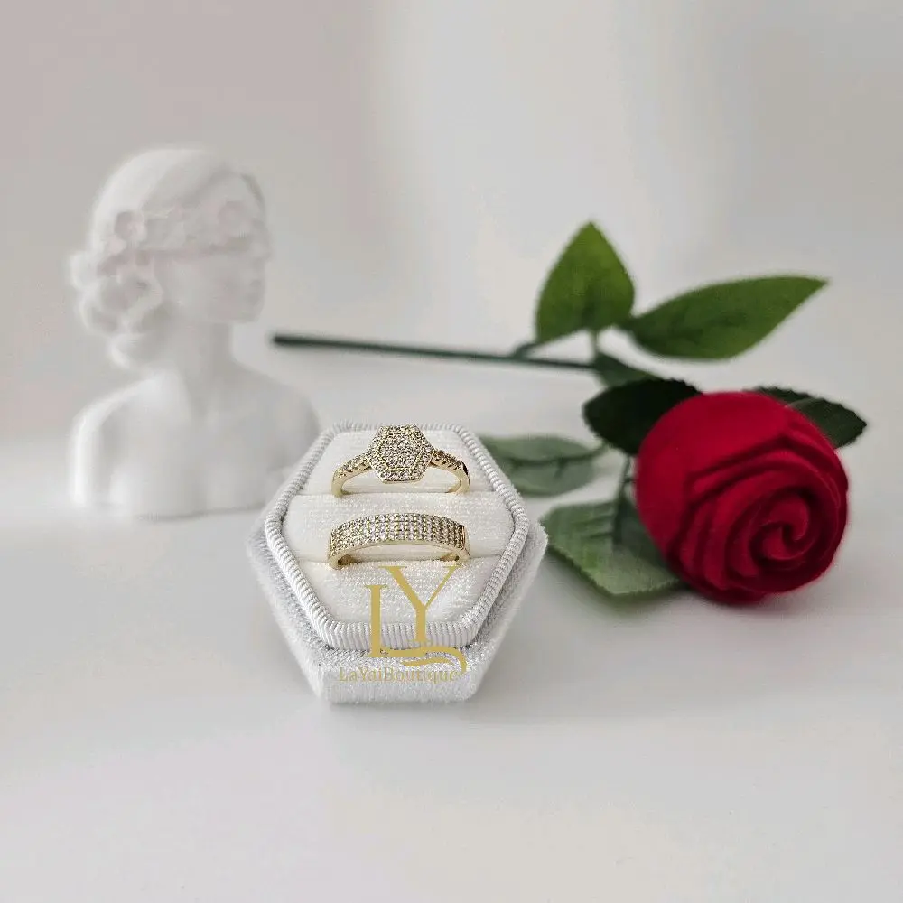 LaYaiBoutique #1917 high quality 14k gold plated duo wedding ring