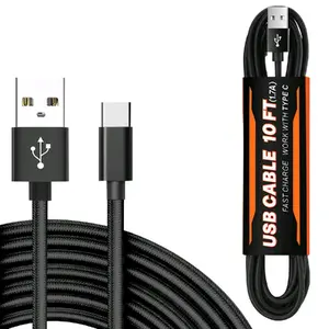 10FT USB Cable For TYPE-C In Black-SKU:DC35-TYPEC10FTBK SKU:DC35-TYPEC10FTBK
