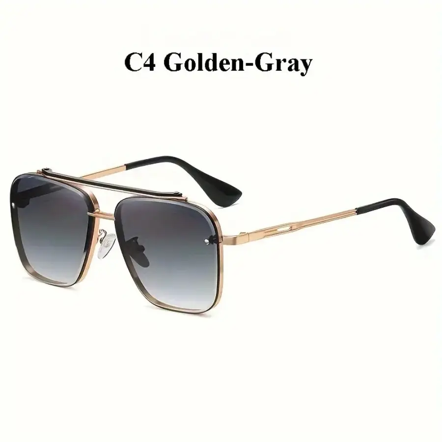 Retro Square Aviator Sunglasses with Metal Rivets FEISEDY Retro Square Aviator Sunglasses Women Men 70s  main image 4