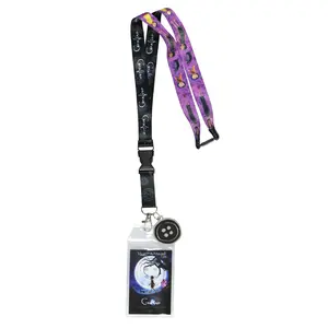 Coraline Lanyard Badge Holder The Braver You Are Reversible Design with 2" Button Rubber Pendant