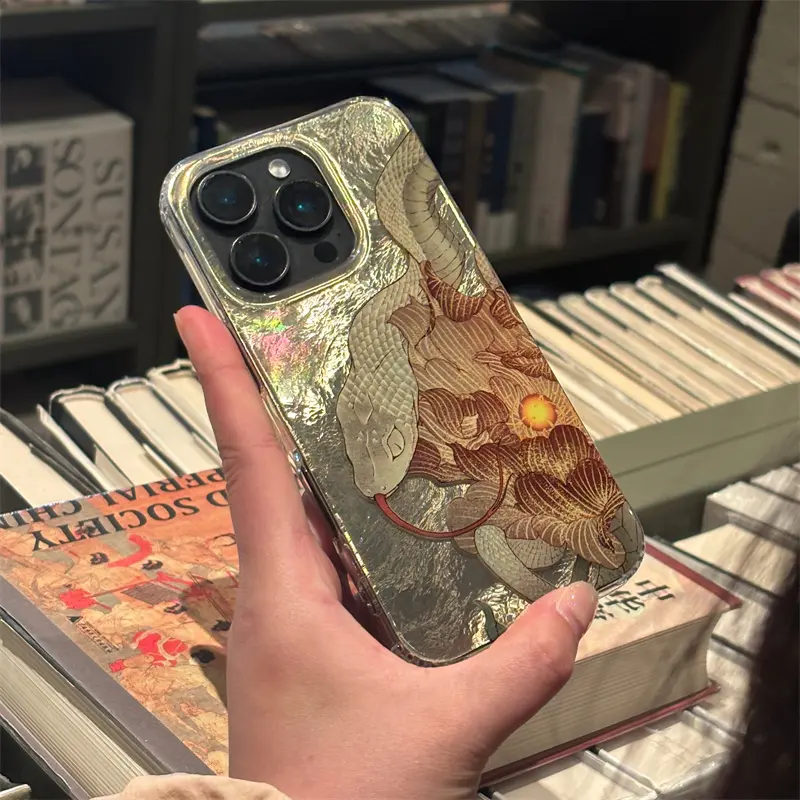 IPhone 13/16/17 Pro Max | Retro Chinese style snake peony | Chinese style | Best friend gift | Phone Protective Cover | Suitable for iPhone 11 12 13 14 15 16 17 Pro Max