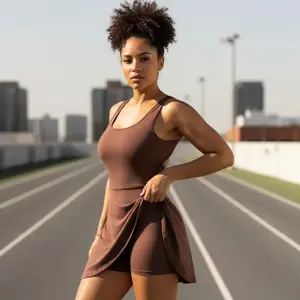 Women's Casual Solid Color Summer Backless Vest Dress - Sports-Focused Fitness Shapewear