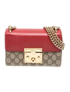 Pre-owned GUCCI canvas Shoulder Bags GG Supreme and Leather Small Padlock Shoulder Bag J0036