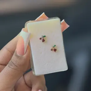 Titanium Cherry Heart Nose Ring/ Labret