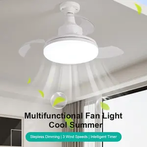 E26/e27 Screw Base Fan Light Bulb, Home Living Room Dining Bedroom Ceiling Lamp, Smart Invisible Fan Lighting Fixture