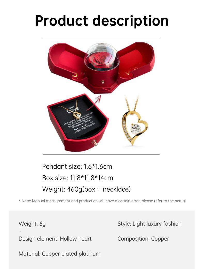Double open rose gift box drawer style rose jewelry box angel wings Chinese Valentine's Day necklace gift box