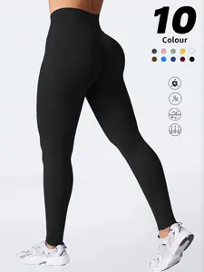 Qfen High Waist Seamless Quick-Dry Yoga Leggings, Sporty Ladies Peach-Butt Leggings for Gym & Daily Use, Fall & Winter Activewear