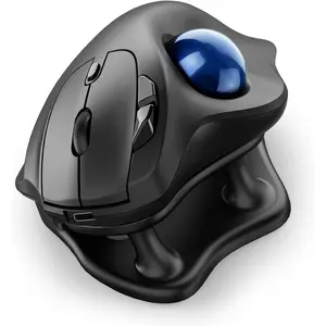 M511  Trackball , Rechargeable  Thumb-Control  with Tilt Stand, Smooth & Precision , 3 Device Connection ( or USB Receiver), for PC//Laptop-Blue
