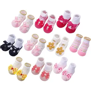 KF5-SOC020 Newborn Baby-girls Socks and Bow Infant Toddler Ankle Socks