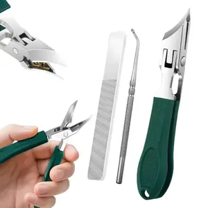 3-Piece Green Eagle Beak Nail Clipper Set -Thick Nail Clipper, Ingrown Toenail Lifter & NailFile Heavy-Duty Pedicure Kit for Thick &Ingrown Nails, Stainless Steel Grooming Toolsfor Home or Travel