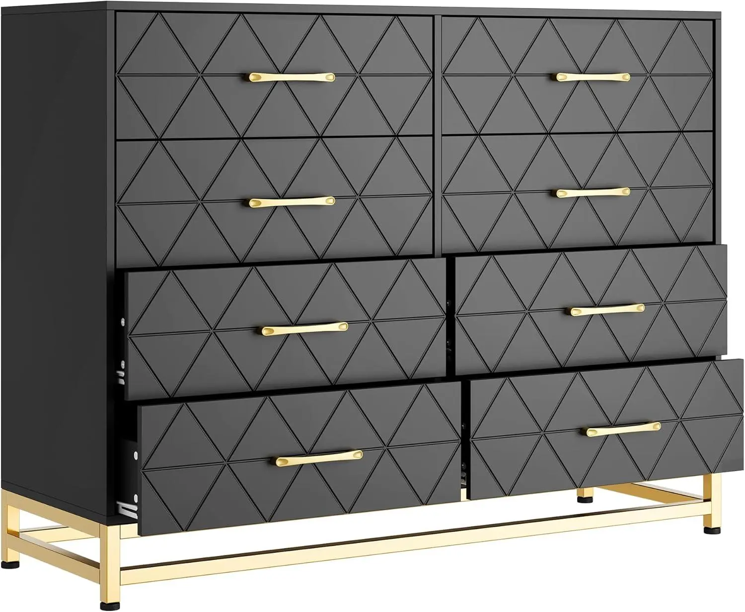 Black 8 Drawer Dresser for Bedroom Storage Wardrobe Cabinet Storage Cabinet