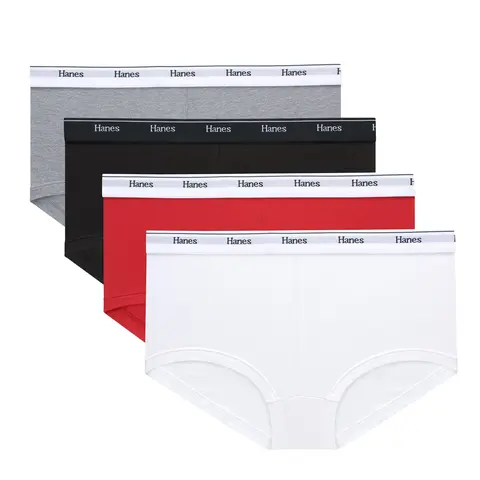 Hanes Originals Women’s Boyshort Underwear Breathable Stretch Cotton Assorted 4-pack Women's Multi Pack Comfortable Fit Soft Fabric Oc49as