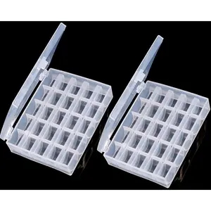 Transparent 25 Slots Empty Bobbins Spools Machine Bobbin Organizer Plastic Storage Box for Sewing Craft Sewing Machine