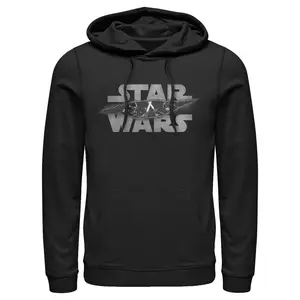 Star Wars Men's Darth Vader & Luke Skywalker Distressed Logo Pullover Hoodie Long Sleeve Graphic Hoodie for Menswear Fashion Officially Licensed