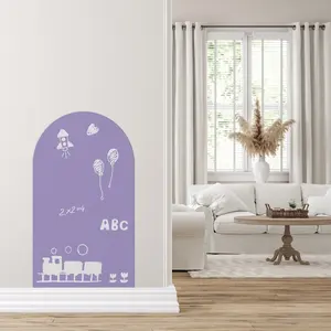 Artistic Style Self-Adhesive Soft Magnetic Whiteboard, Strong Magnetism and Arched Design, Easy to Install for Use, Includes Storage Box and 2 Crayons