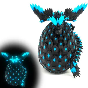 1 Set 3D Printed Dragon Egg with Dragon Inside, 3D Printer Animals Decoration, Perfect Luminous Ornament Graduation Gift Glow in the Dark 3D Print Dinosaur Eggs for Home Decor Funny Gift Statue Christmas Ornament & Stocking Stuffers Dinosaur Figurine