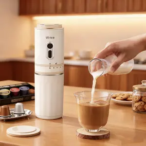 ULRICA Portable Electric Coffee Grinder – USB Rechargeable Conical Burr Grinder with 7 Grind Settings, 304 Stainless Steel Cup & Filter – Perfect for Travel, Camping & On-the-Go Brewing