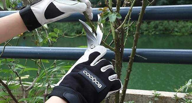 COOLJOB Leather Work Gloves with Grip, Thorn Proof, Heat Puncture Resistant Gloves