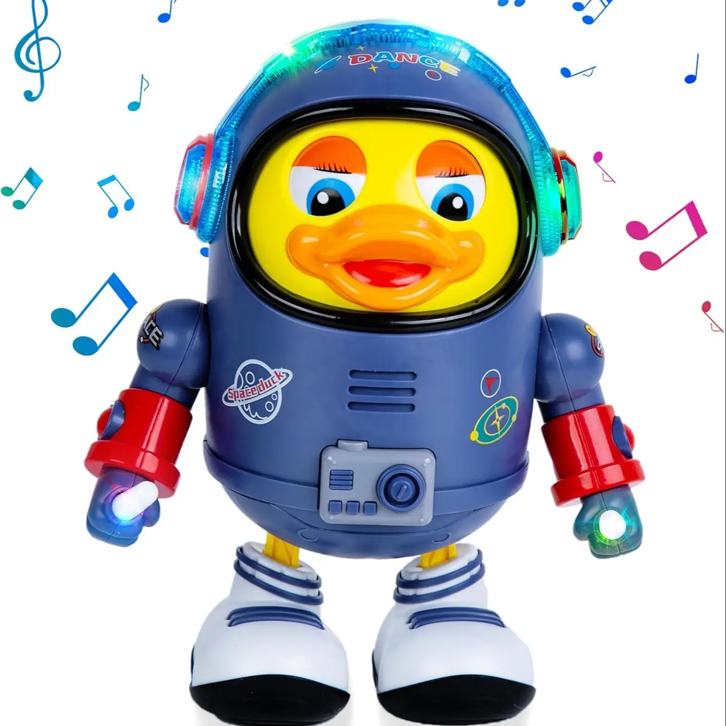 Dancing Space Headphones Singing Shake Play Machine, Cute Duck Toy for Kids, Colorful Cartoon Decoration, Educational Gift Idea