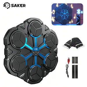 Saker Smart Music Boxing Machine, 2026 Upgraded Wall-Mounted Punching Target with Bluetooth & LED Rhythm Lights, 3 Interactive Pro Modes, Electronic Boxing Trainer for Kids & Adults, Stress Relief Home Fitness