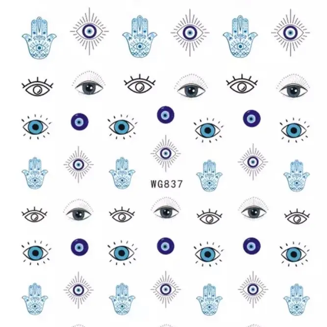 Evil Eye, Spooky Eyes, Cartoon Eyes, Colored Eyes,  nail decals self adhesive 1 sheet of stickers for nail art supplies, Decorative Stickers, nail kits Nail Care