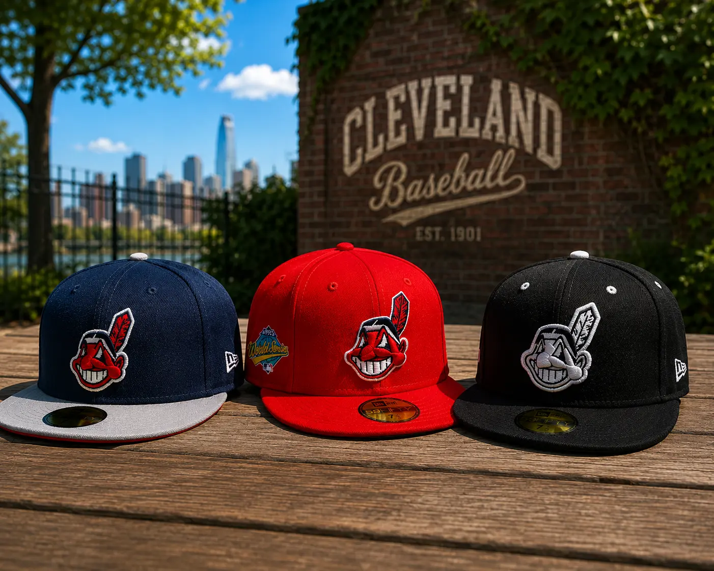 [New 2026] Cleveland Indians 59FIFTY Embroidered Flat-Edge Baseball Era Collectible Hat