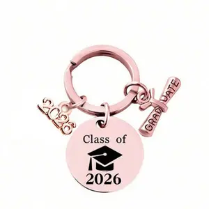 Personalized 2026 Graduation Keychain – Graduate Cap & Gown Pendant Keychain with Custom Engraving, 3 Color Options (Blue, Red, Yellow), Perfect Gift for High School & College Graduates