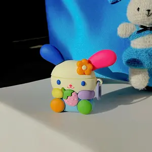 1 piece of colorful bunny shaped headphone protective case, anti drop and durable silicone headphone case, Apple wireless Bluetooth headphone case, suitable for AirPods 1/2/3/4/pro/pro 2/pro 3