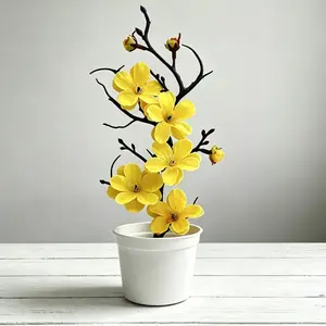 Artificial Plum Blossom Bonsai, With Flower Pot, Realistic Plum Blossom And Cherry Blossom Design, Lifelike Artificial Flower, Artificial Flower Decorations, Perfect For Home, Office Decor