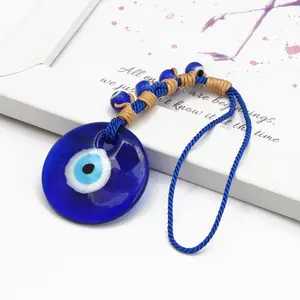 Blue Glass Lucky Eye Turkish Evil Eye Pendant - Sports & Outdoor Accessory, Wall Hanging Decoration with Cord Chain, Car Interior Accessory
