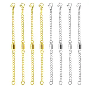 OHINGLT  Magnetic Necklace Clasps and Closures,Adjustable Necklace Extenders Gold and Silver Chain Extension for Necklaces Magnetic Clasps