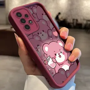 Glowing Cute Milk Tea Bear Pattern Phone Case for Galaxy A01/A02S/A03/A03s/A05/A10s/A11/A12/A13/A14 5G/A15 4G/A20s/A21s/A22/A23/A30s/A31/A32/A34/A50/A51/A52/A52s 5G/A53 5G/A54 5G/A70/A71/A72/A73 5G/S20/S21/S22 5G/S22+ 5G/S22 Ultra 5G/S23/S23+