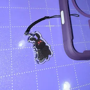 Chibi Mothman Acrylic Phone Charms| Local Cryptid E-Reader Charm, Baby Mothman Key Ring, Kawaii Baby Cryptid Mothman Gift, Spooky Cute Moth Cellphone Smartphone