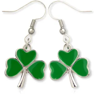 Shamrock Green Dangle Earrings by Brand: Clover Dangling Earrings for Women - Festive St Patrick's Day Jewelry