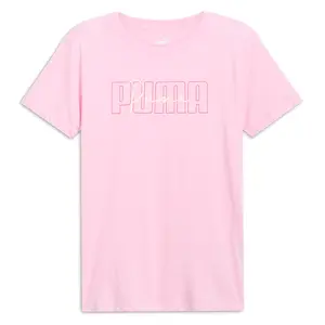 PUMA Womens Script Logo Crew Neck Short Sleeve Casual Tops Casual - Pink