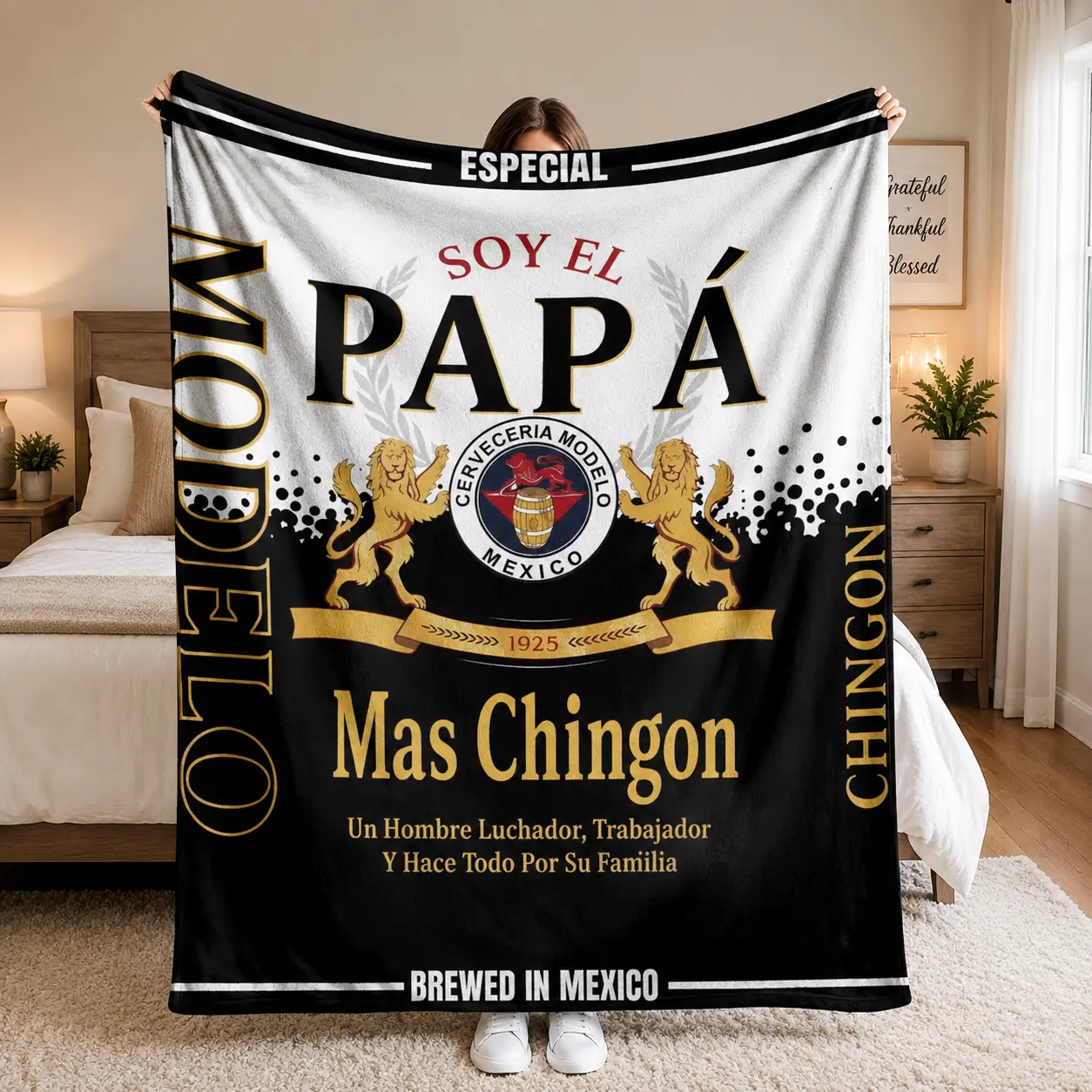 Viral Soy El Papa Blanket for Dad, Funny Mexican Dad Gift, Soft Flannel Fleece Throw Blanket, Black Gold Latino Style Blanket for Father’s Day, Birthday, Christmas, Cozy Couch & Bedroom Decor