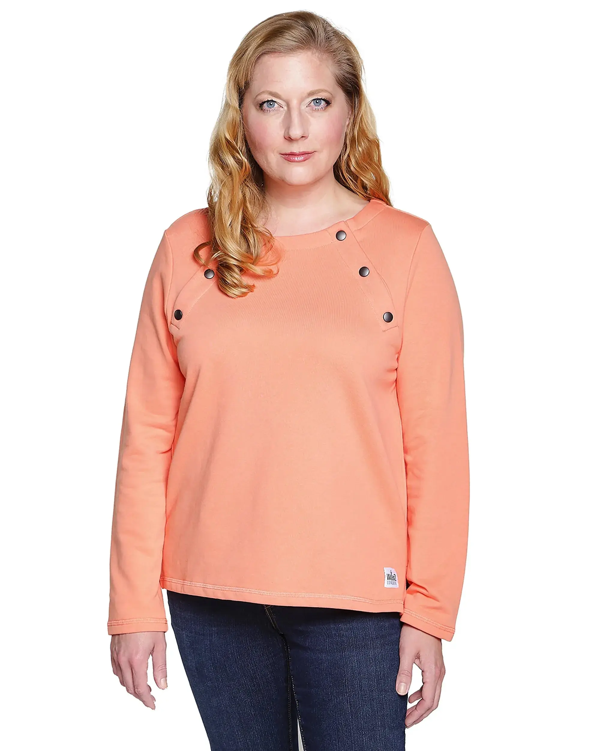 Adaptive Chemotherapy Sweatshirt For Women With Chest Port Access – Coral | Thoughtful Chemo & Dialysis Patient Gift – Wear 2 Conquer