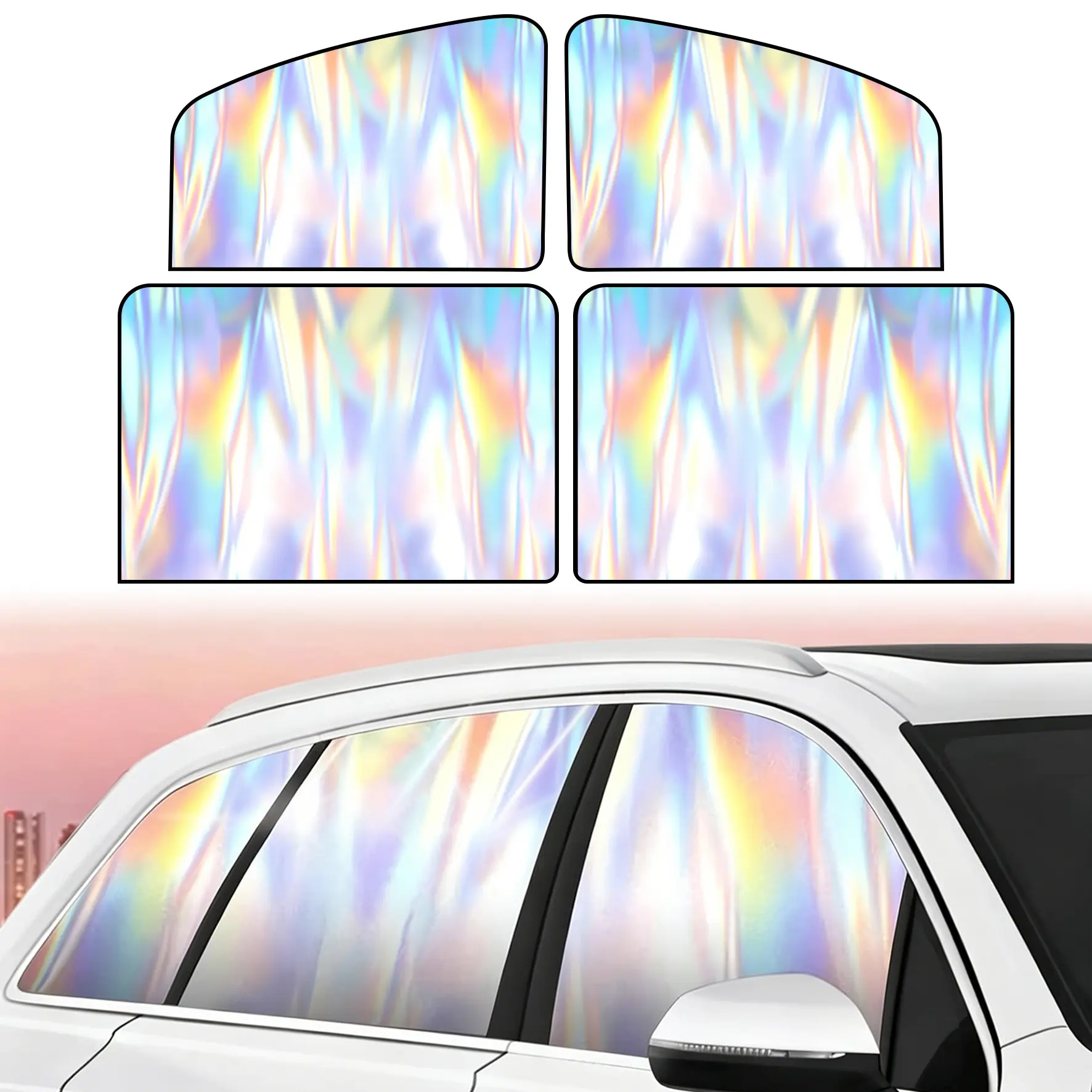 4PCS Magnetic Blackout Car Window Shades, UV Protection Privacy Curtains, Foldable Universal Car Sun Shade for Travel Camping Resting