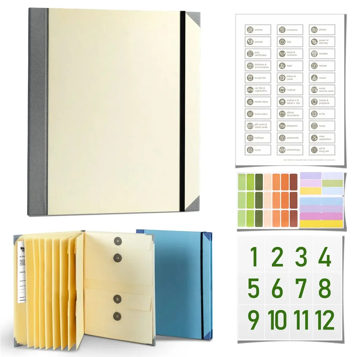 Binding Expanding File - Office Filing Supplies Holder, Files Organizer, Paper Organizer for Important Papers and Passports, Binding Expanding Files