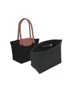 2026 Spring Felt HandBag Organizer Insert, Multi-pockes Purse Insert, Zipper Organizer, Bag Organizer Insert for Longchamp Le Pliage Handle Bag, Felt inner bag Compatible with Tote Bag and More, Purse Organizer fits Longchamp Handbags